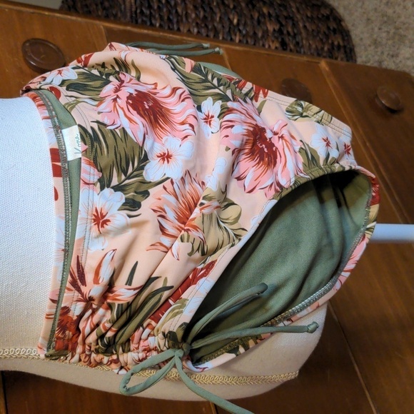 Kona Sol Floral HIGH-WAISTED Full Cut BIKINI Bottom - Picture 3 of 9